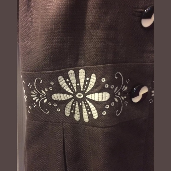 ELEVENSES Brown Linen Blazer Jacket Floral Ivory Anthropologie Workwear Office - Picture 3 of 7